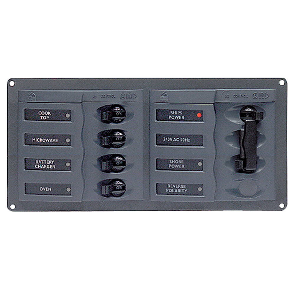 BEP Marine AC Circuit Breaker Panel w/o Meters, 4 Way Panel 2 Mains