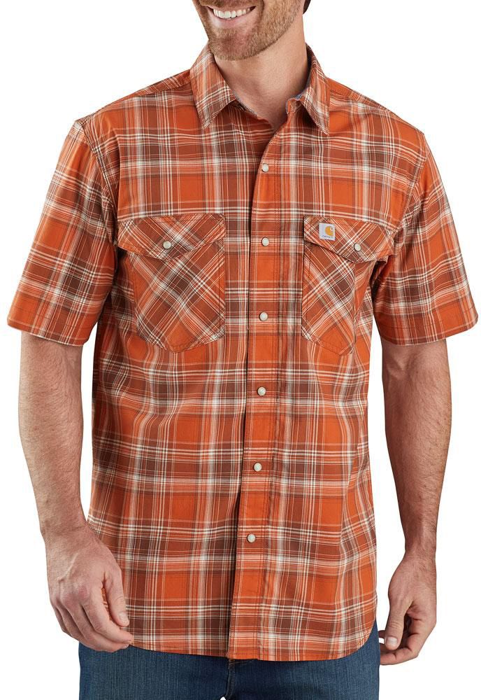 Carhartt Rugged Flex Lightweight Short-Sleeve Snap-Front Plaid Shirt ...