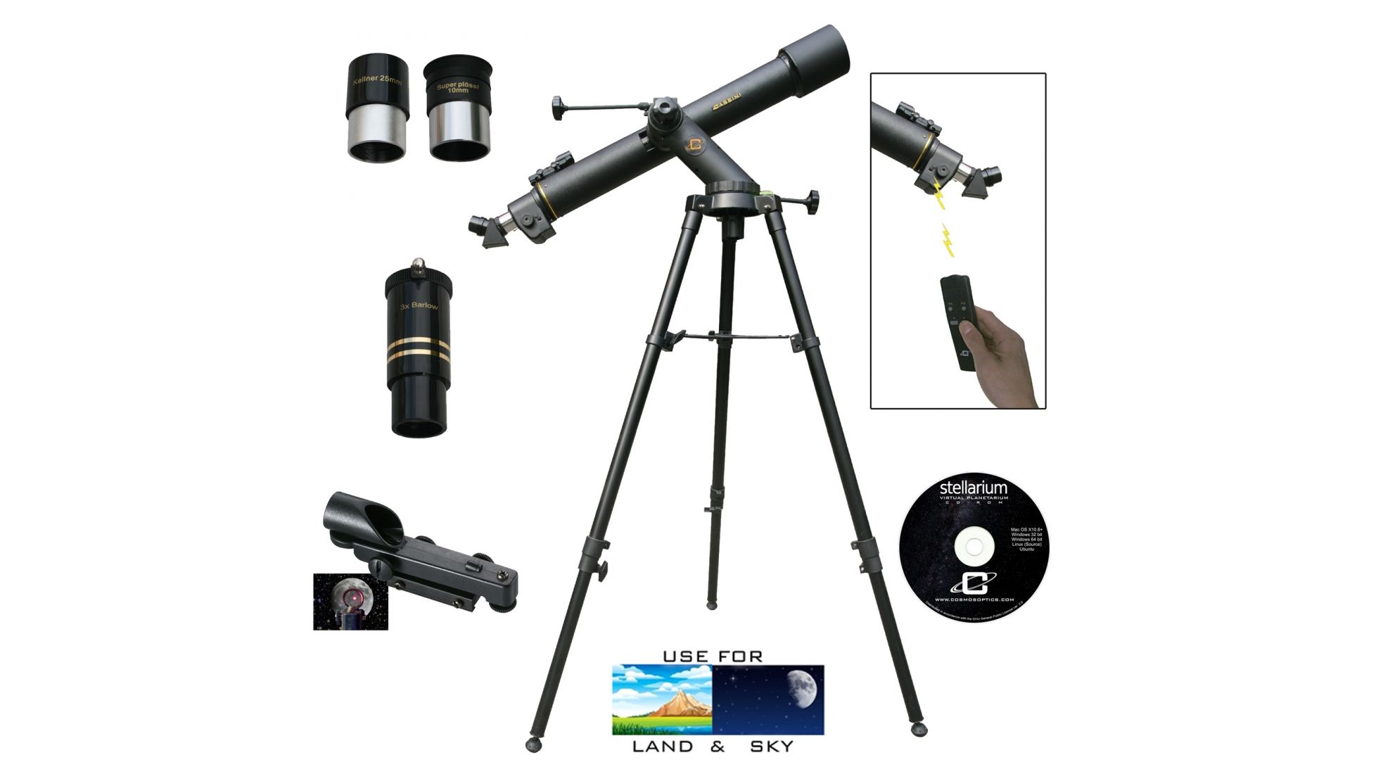 Cassini Astronomical/Terrestrial Telescope, w/Electronic Focus 32