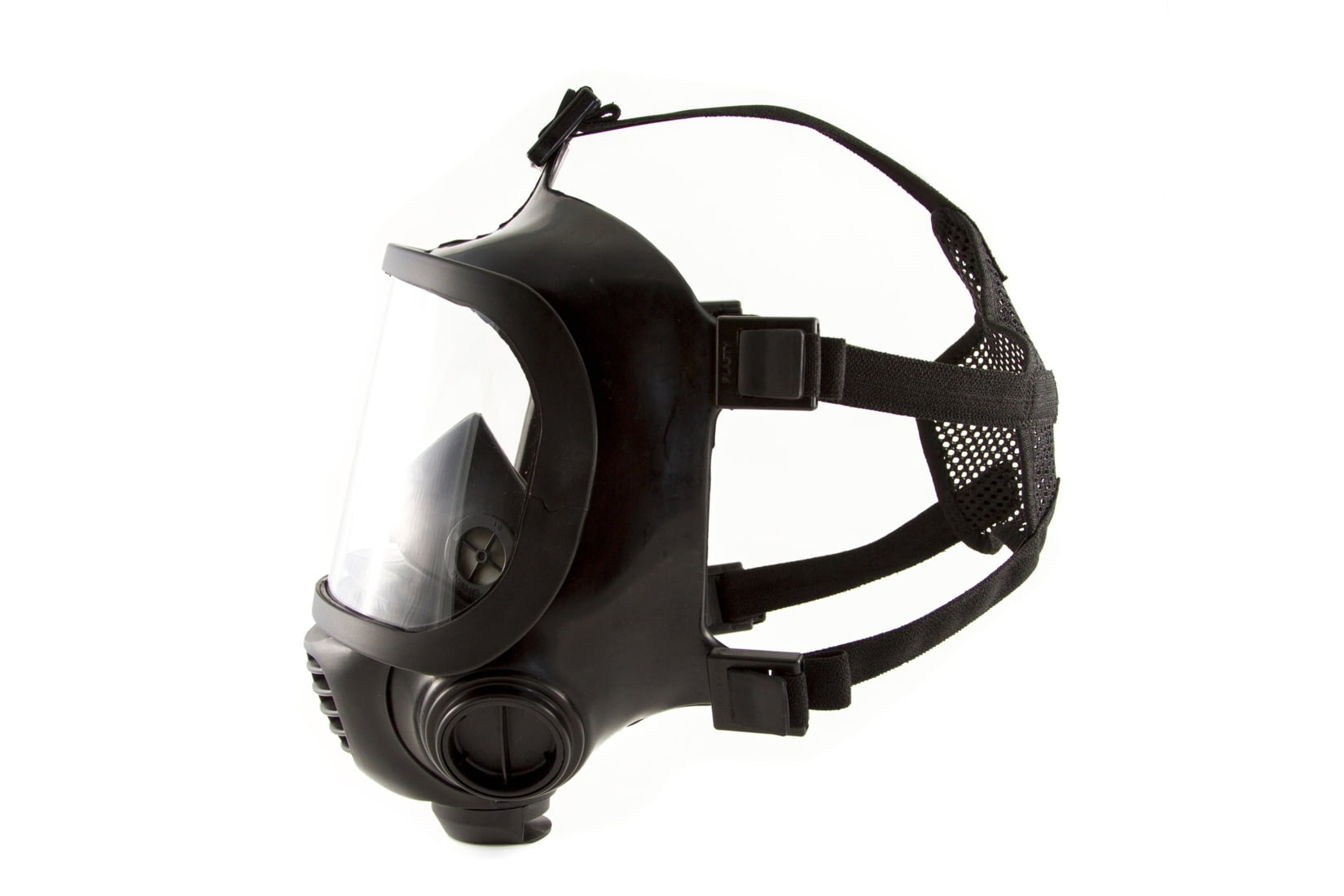 tactical gas mask being used