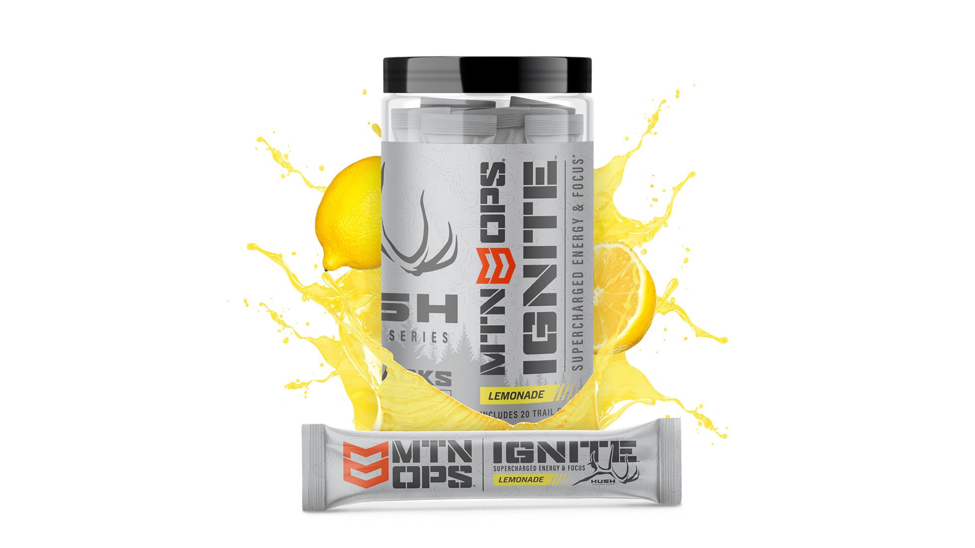 MTN OPS HUSH Ignite Supercharged Energy Drink, 20 Trail Packs | 21% Off