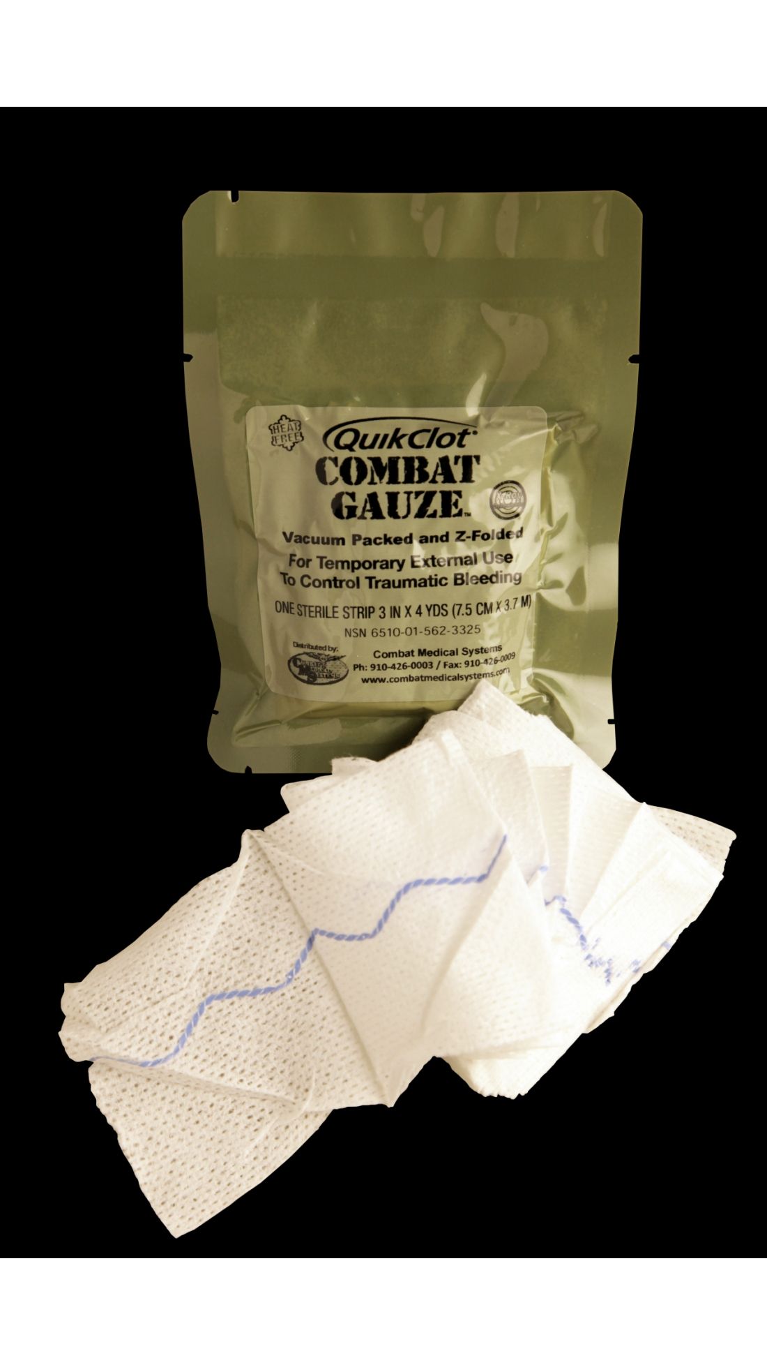 QuikClot Combat Gauze ZFold w/ Hemostatic Agent First Aid Bandage