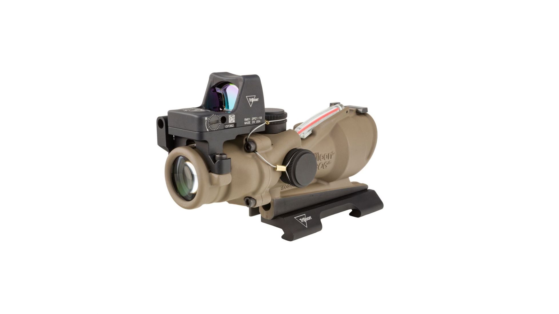 Trijicon 4x32 ACOG ECOS Rifle Scope w/ Backup Iron Sights and Red Dot