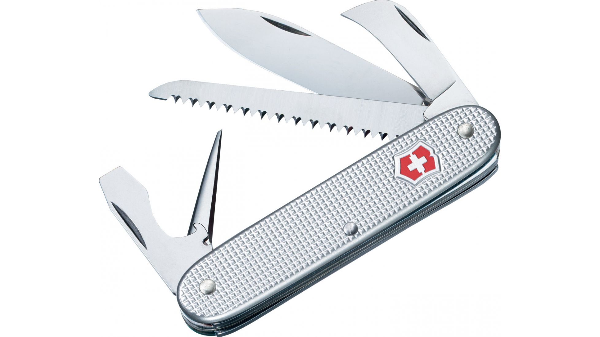 Victorinox Pioneer Harvester Swiss Army Knife Silver Alox Ribbed Free