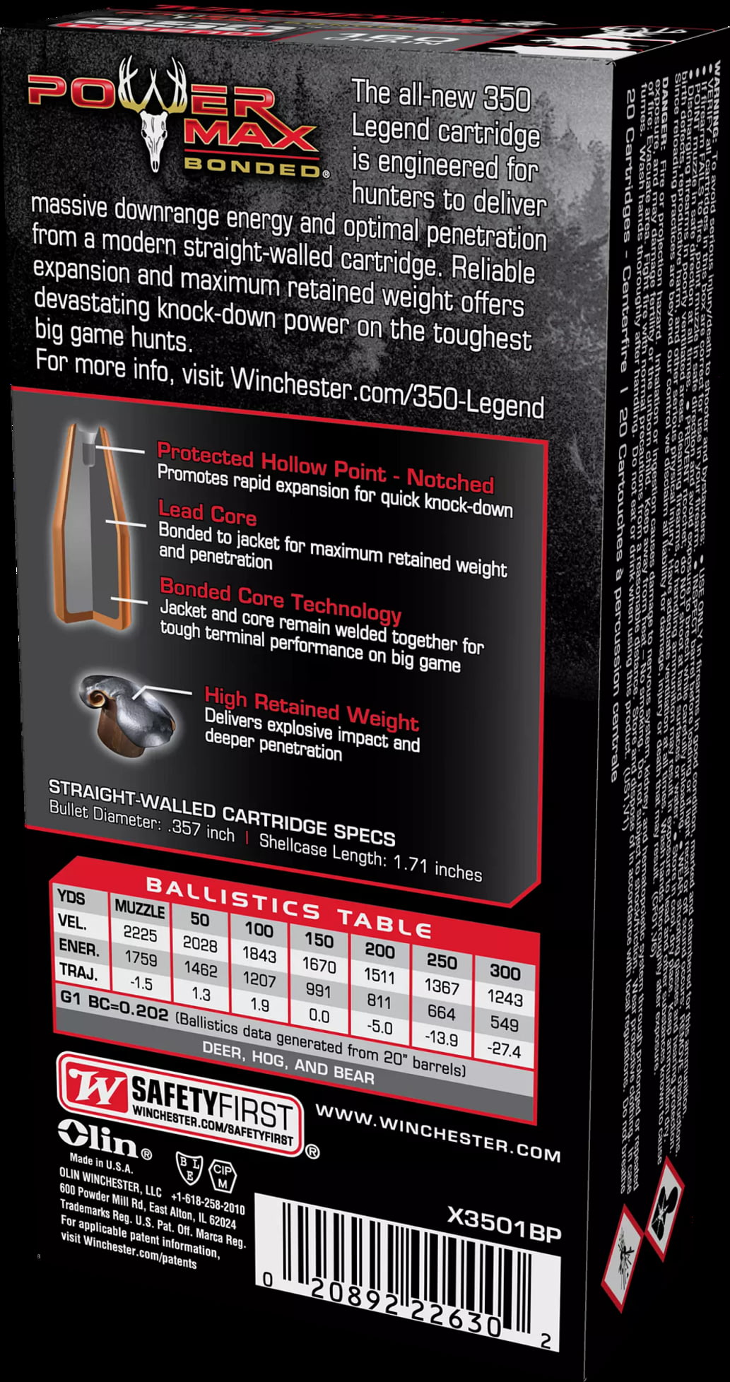 Winchester POWER MAX BONDED .350 Legend 160 grain Bonded Rapid