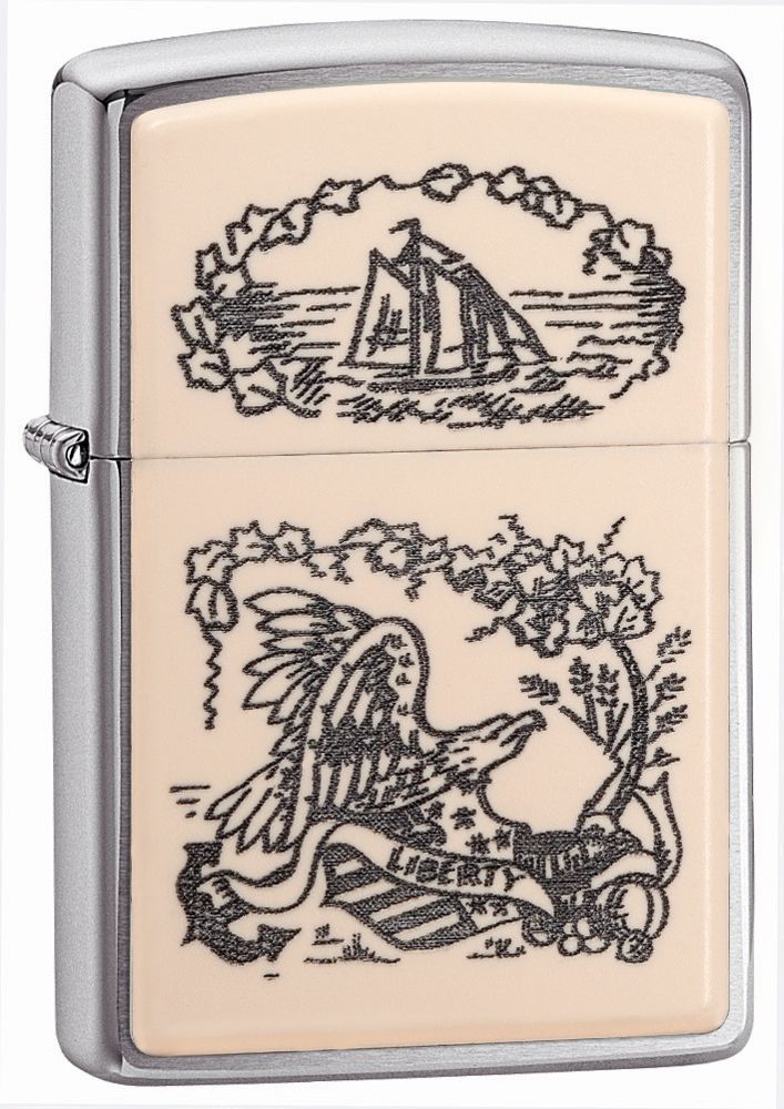 Zippo Ivory Scrimshaw Liberty Eagle Lighter | Free Shipping over $49!